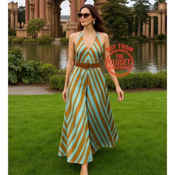 MANGO Striped Satin Crossover Maxi Dress NWT 🧡 - Picture 7 of 16